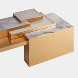 Zephyria Skyline Bronze Brass Centre Table With Marble Top