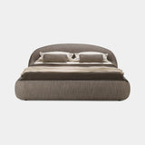 Albenga Curved Headboard Luxury Bed in taupe bouclé fabric