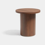 Aldous Round Luxury Side Table: matt walnut veneer