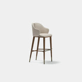 Amante Lusso Luxury Bar Stool: ivory fabric (Cat B) with dark legs and metal tips