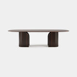 Arden Metal Profile Luxury Dining Table: matt dark wood veneer top and base with metal profiles