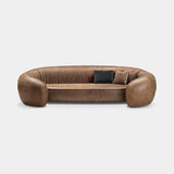 Arezzo Sculpted Arm Luxury Sofa in brown leather
