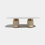 Ashford Oval Leather Base Luxury Dining Table, alternative angle