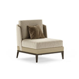Aster Arthur Armchair, moka oak stain matte wood and brushed brass, available from Touched Interiors UK