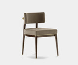Aster Frank Dining Chair, moka oak stain, matte, brushed brass, Designer's Guild Velutto Stretto, available from Touched Interiors UK