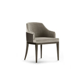 Aster Wolfe Dining Chair, black oak stain matte wood and brushed stainless steel, available from Touched Interiors UK