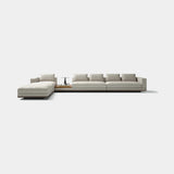 Belvedere Modular Luxury Sofa with Low Table: light grey fabric (Cat B) with a matt wood low table top