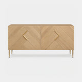 Berkeley Designs Burford Sideboard, natural oak with brass handles and feet