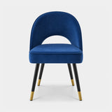 Berkeley Designs Hoxton Dining Chair in Blue, Set of 2, blue fabric with black legs and brass tips