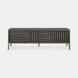 Berkeley Designs Kyoto Media Unit, dry grey oak veneer with brushed brass feet