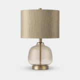 Berkeley Designs Lille Table Lamp, tinted glass and brushed brass with neutral shade