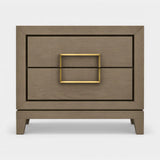 Berkeley Designs Lucca Bedside Table, textured taupe grey oak veneer with brass handle