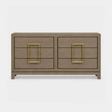 Berkeley Designs Lucca Chest of Drawers, textured taupe grey oak veneer with brass handles