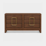 Berkeley Designs Lucca Chest of Drawers, natural walnut veneer with brass handles