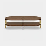 Berkeley Designs Malibu Coffee Table, natural walnut veneer with brushed brass