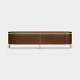 Berkeley Designs Malibu Media Unit, natural walnut veneer with brass accents