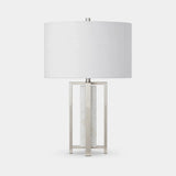 Berkeley Designs Oslo Table Lamp, white marble and chrome with white shade