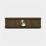 Berkeley Designs Perth Media Unit, textured light brown oak veneer with brushed brass disc handle
