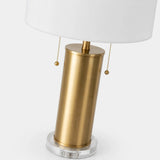 Berkeley Designs Toledo Table Lamp, brushed brass and clear crystal with white shade, detail