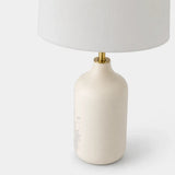 Berkeley Designs Turin Table Lamp, ivory ceramic and brushed brass with white shade, detail