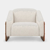 Berkeley Designs Verona Armchair, ivory textured upholstery with walnut frame and brass details