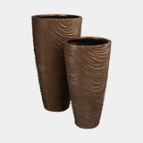 Bertarelli Curved Wave Luxury Floor Vase in bronze, pair in both heights