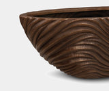 Bertarelli Curved Wave Luxury Table Planter in bronze, detail of the wave relief