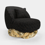Boca do Lobo Angra Armchair in black upholstery with a hammered brass base