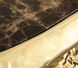 Boca do Lobo Stonehenge Console, close-up of the brass and marble