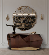 Boca do Lobo Diamond Sideboard in chocolate styled beneath a statement mirror