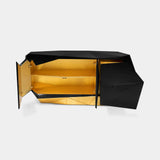 Boca do Lobo Diamond III Black Sideboard with doors open to the gold leaf interior