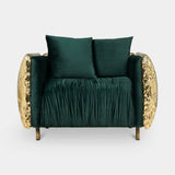 Boca do Lobo Imperfectio Armchair in green upholstery with hand-hammered brass