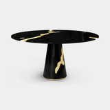 Boca do Lobo Lapiaz Round Dining Table in black lacquer, side view