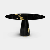 Boca do Lobo Lapiaz Round Dining Table in black lacquer, angled view