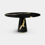 Boca do Lobo Lapiaz Round Dining Table in black lacquer, low view