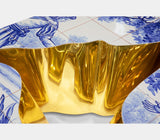 Boca do Lobo Lapiaz Tiles Center Table, close-up of the gold and tiles