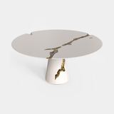 Boca do Lobo Lapiaz Round Dining Table in white lacquer and gold