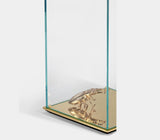Boca do Lobo Metamorphosis Side Table, detail of the glass case and brass base