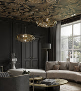Boca do Lobo Newton Eliptic Suspension Lamp in a dark panelled living room
