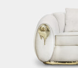 Boca do Lobo Soleil Armchair, close-up of the cast brass armrest detail