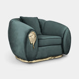 Boca do Lobo Soleil Armchair in green upholstery with cast brass