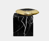 Boca do Lobo Stonehenge Nero Marquina Side Table with hand-hammered brass, available from Touched Interiors UK
