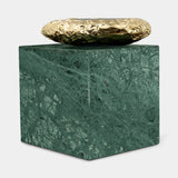 Boca do Lobo Stonehenge Guatemala Side Table in green marble and hammered brass, available from Touched Interiors UK