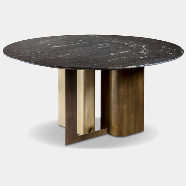 Luxury marble dining table with curved steel base - Cantori Mirage Round Table