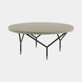Casa Magna Ava Coffee Table, wood veneer top with a black metal base, available from Touched Interiors UK