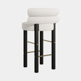 Casa Magna Cosy Bar Stool, ivory boucle with black legs, available from Touched Interiors UK