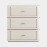 Casa Magna Cris II Bedside Table, matt lacquer with brass trims, available from Touched Interiors UK