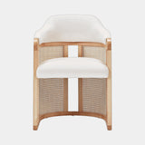 Casa Magna Grace Vintage Dining Chair, ivory fabric with natural cane and wood, available from Touched Interiors UK