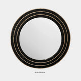 Castro Lighting Nautilus Mirror in black lacquer with brass bands, available from Touched Interiors UK
