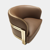 Castro Lighting Marie Maple Armchair in fabric upholstery with a gold-plated brass band, available from Touched Interiors UK